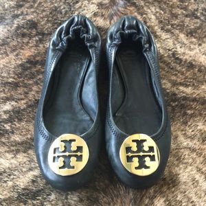 Tory Burch Minnie Travel Logo Ballet black Flats